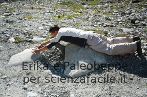 Paleobeppe mostra la direzione del flusso glaciale sulle rocce in posto soggette all'esarazione glaciale